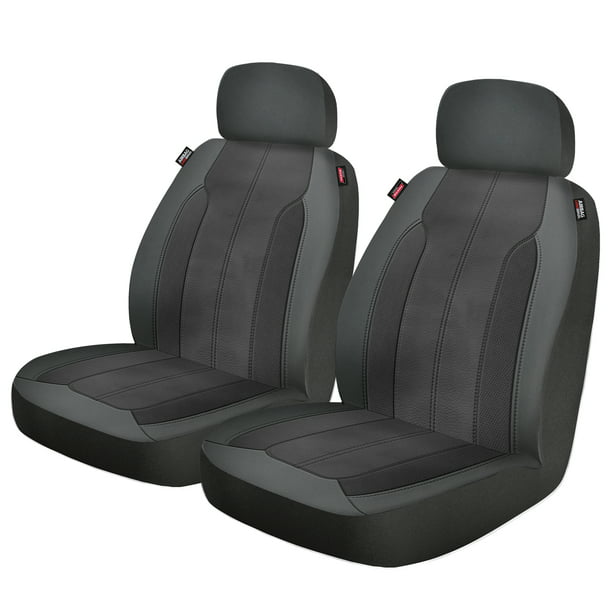 For Chevrolet New Black and Grey Flat Cloth Car Truck Seat Covers Carpet Mat Set 